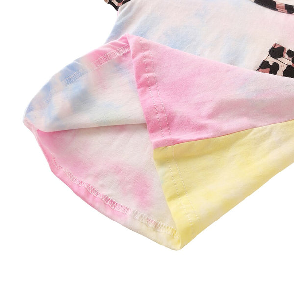 Fashion Baby Girls Clothing Set Cotton Long Sleeve Tie Dye Tops+Leopard Pants Casual Toddler 2Pcs Newborn Baby Girls Clothes D30 | Vimost Shop.