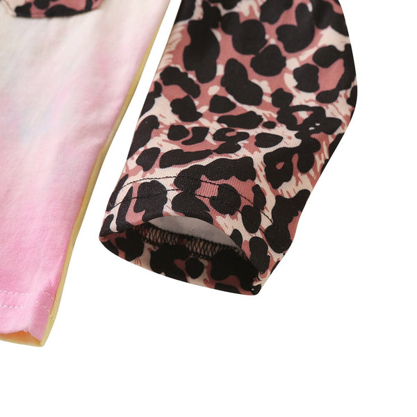 Fashion Baby Girls Clothing Set Cotton Long Sleeve Tie Dye Tops+Leopard Pants Casual Toddler 2Pcs Newborn Baby Girls Clothes D30 | Vimost Shop.