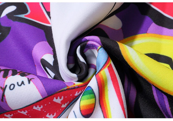 Men Fake 2 Pieces Hoodies For Men Letter Graffiti Harajuku High Street Style Oversize Hip Hop Fleece Couple Sweatshirt