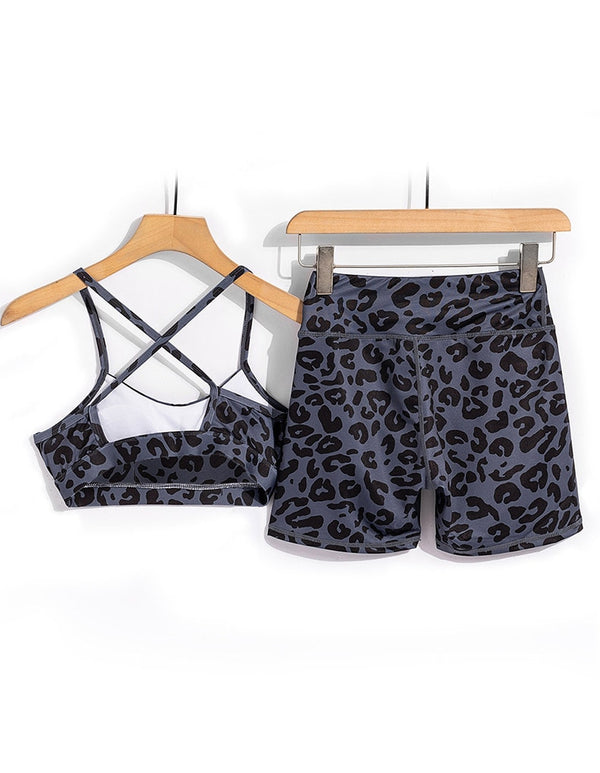 Seamless Leopard Yoga Sets Women Gym Clothes Bra Top And Leggings Shorts Sexy Fitness Sportswear Suit Running Workout Tracksuit | Vimost Shop.