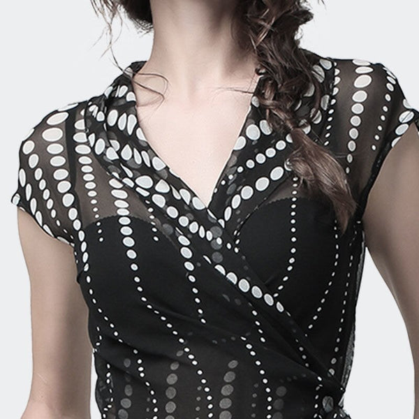 Polka dot chiffon shirt top women summer new V-neck short-sleeved sexy waist waist was thin shirt  Female | Vimost Shop.