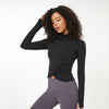 High Collar Yoga Crop Tops with Thumb Hole Sports Athletic Long Sleeve Shirts Women Twist Fitness Gym Tops High Quality | Vimost Shop.