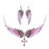 Angel Wing Cross Necklace Earrings Sets Women Biker Bling Jewelry Birthday Gifts for Her Wife Mom Girlfriend Dropshipping | Vimost Shop.