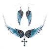 Angel Wing Cross Necklace Earrings Sets Women Biker Bling Jewelry Birthday Gifts for Her Wife Mom Girlfriend Dropshipping | Vimost Shop.