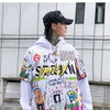 Hoodies Men Hip Hop Letter Print Men Pullover Cartoon Oversize Style Hooded Sweatshirt Lover High Street Streetwear