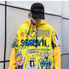 Hoodies Men Hip Hop Letter Print Men Pullover Cartoon Oversize Style Hooded Sweatshirt Lover High Street Streetwear