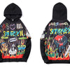 Hoodies Men Hip Hop Letter Print Men Pullover Cartoon Oversize Style Hooded Sweatshirt Lover High Street Streetwear
