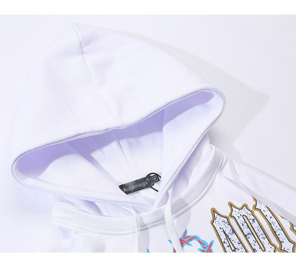 Hoodies Men Hip Hop Letter Print Men Pullover Cartoon Oversize Style Hooded Sweatshirt Lover High Street Streetwear