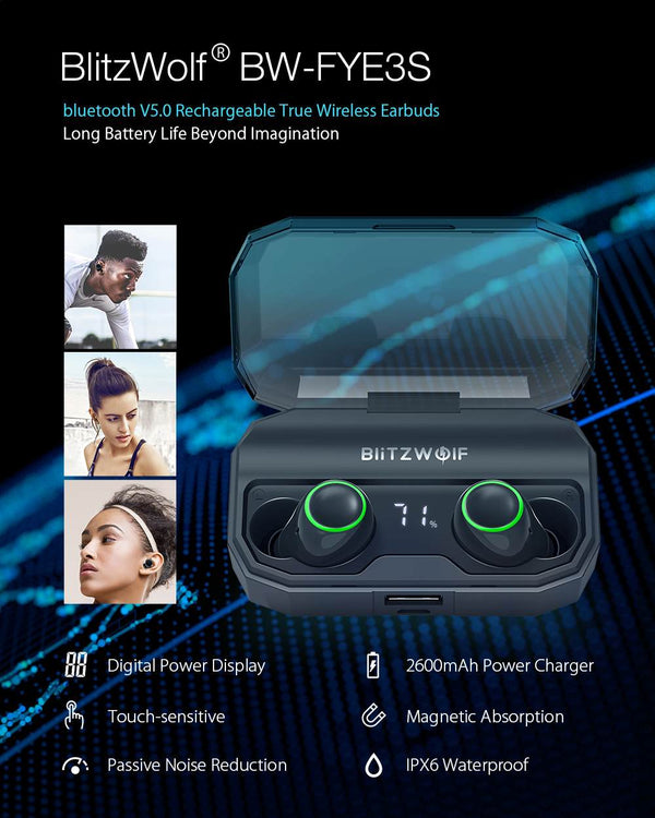 True Wireless Bluetooth 5.0 Inear Earphone 2600mAh Battery Charging Digital Power Display Sport Earbuds | Vimost Shop.