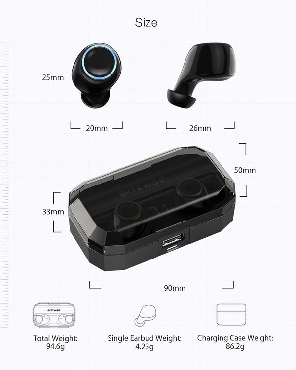 True Wireless Bluetooth 5.0 Inear Earphone 2600mAh Battery Charging Digital Power Display Sport Earbuds | Vimost Shop.