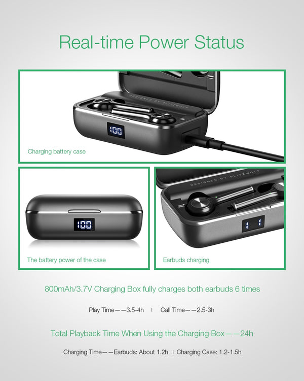 Long Handle bluetooth 5.0 TWS True Wireless Earphone Graphene Digital Display Bilateral Call  Headset | Vimost Shop.