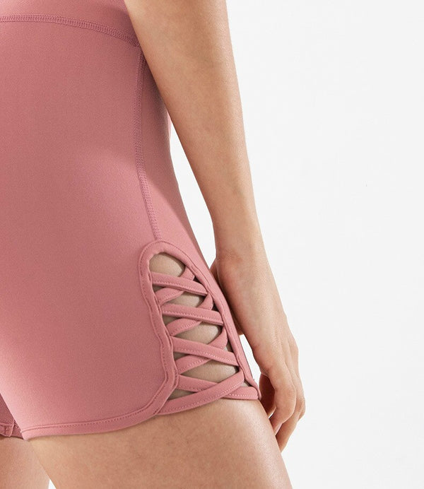 Side Cross Strap Fitness Sport Shorts Women High Waist Hip Up Training Gym Shorts Anti-sweat Jogger Yoga Shorts S-XL