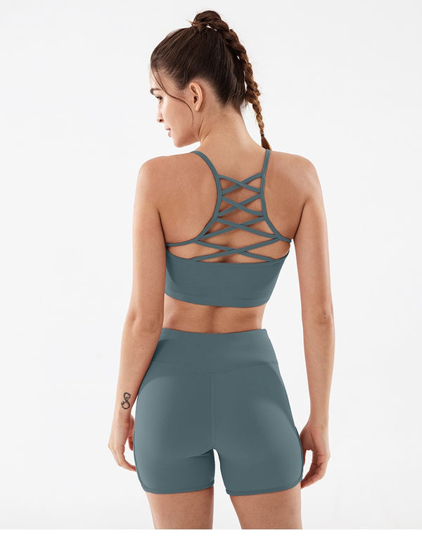 Side Cross Strap Fitness Sport Shorts Women High Waist Hip Up Training Gym Shorts Anti-sweat Jogger Yoga Shorts S-XL