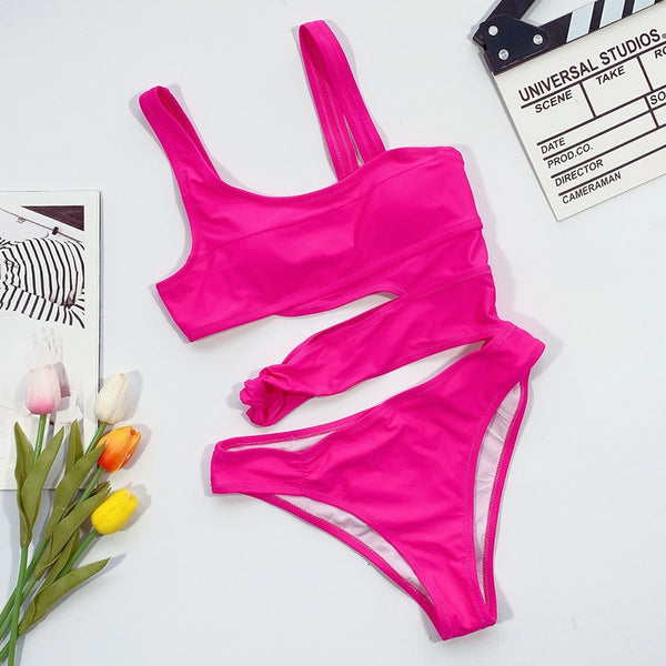 New Sexy White One Piece Swimsuit Women Cut Out Swimwear Push Up Monokini Bathing Suits Beach Wear Swimming Suit For Women | Vimost Shop.