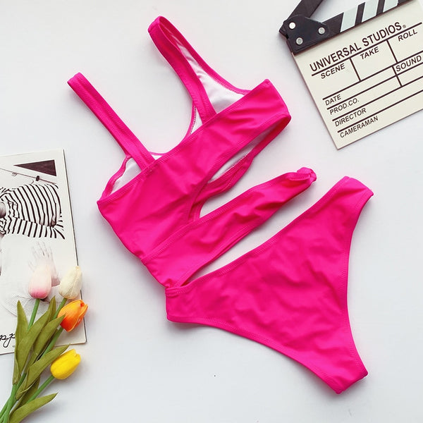 New Sexy White One Piece Swimsuit Women Cut Out Swimwear Push Up Monokini Bathing Suits Beach Wear Swimming Suit For Women | Vimost Shop.