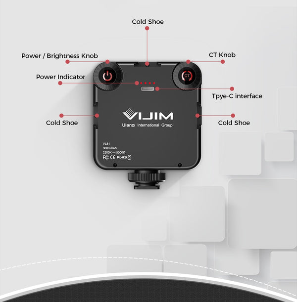 VIJIM VL81 3200k-5600K 850LM 6.5W Dimmable Mini LED Video Light Smartphone SLR Camera Rechargable Vlog Fill Light | Vimost Shop.