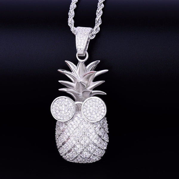 Gold Color Pineapple shape Necklace & Pendant With 4mm Tennis Chain  AAA Cubic Zircon Men's Women Hip hop Rock Jewelry 2.4x5.8CM | Vimost Shop.