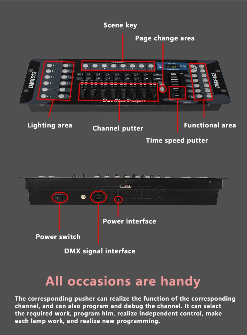 Free shipping NEW 192 DMX Controller DJ Equipment DMX 512 Console Stage Lighting For LED Par Moving Head Spotlights DJ Controlle | Vimost Shop.