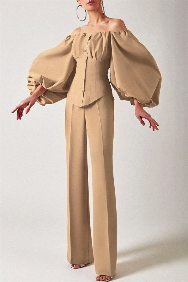 Women Sexy Party Off Shoulder Top Ladies White Black Shirt Cotton Bodycon Blouse Lantern Sleeve Elegant Khaki Blouse | Vimost Shop.