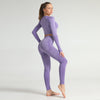 Lycra Seamless 2PCS Women Yoga Set Gym Clothing Fitness Leggings+Cropped Shirts Sport Suit Women Long Sleeve Tracksuit Active | Vimost Shop.