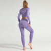 Lycra Seamless 2PCS Women Yoga Set Gym Clothing Fitness Leggings+Cropped Shirts Sport Suit Women Long Sleeve Tracksuit Active | Vimost Shop.
