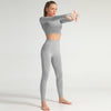 Lycra Seamless 2PCS Women Yoga Set Gym Clothing Fitness Leggings+Cropped Shirts Sport Suit Women Long Sleeve Tracksuit Active | Vimost Shop.
