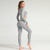 Lycra Seamless 2PCS Women Yoga Set Gym Clothing Fitness Leggings+Cropped Shirts Sport Suit Women Long Sleeve Tracksuit Active | Vimost Shop.