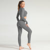 Lycra Seamless 2PCS Women Yoga Set Gym Clothing Fitness Leggings+Cropped Shirts Sport Suit Women Long Sleeve Tracksuit Active | Vimost Shop.