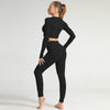 Lycra Seamless 2PCS Women Yoga Set Gym Clothing Fitness Leggings+Cropped Shirts Sport Suit Women Long Sleeve Tracksuit Active | Vimost Shop.