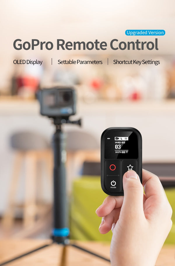 80M Wifi Remote Control Self-luminous OLED Screen With Set and Shortcut Key For GoPro Hero 8 7 6 5 4 Session | Vimost Shop.