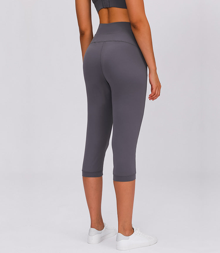 Leisure&Home Sport Fitness Yoga Capri Joggers Women High Waist Stretchy Workout Gym Cropped Pants with Pocket