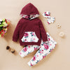 3Pcs Winter Infant Girls Clothing Floral Printed Hooded Sweatshirts And Pants Headband Outfits Casual Newborn Clothing D30 | Vimost Shop.
