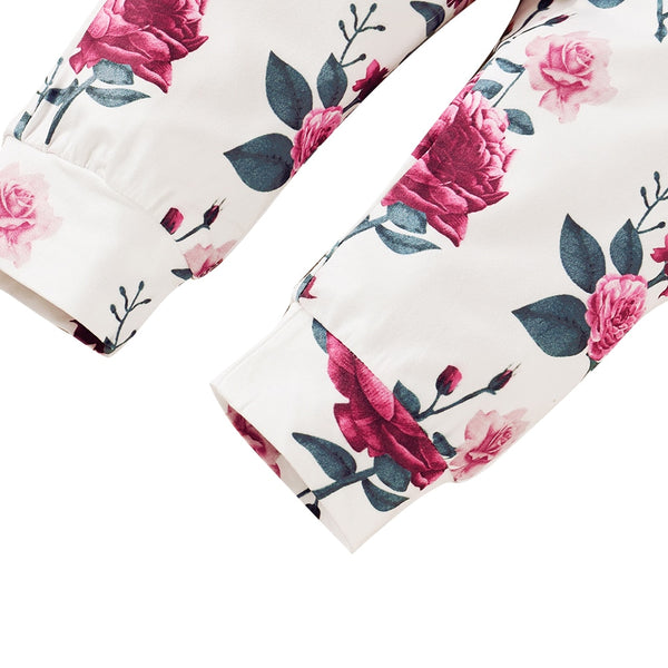 3Pcs Winter Infant Girls Clothing Floral Printed Hooded Sweatshirts And Pants Headband Outfits Casual Newborn Clothing D30 | Vimost Shop.