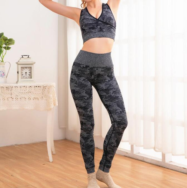 Seamless Camo Print Yoga Set Fitness Gym Sports Bra Crop Top Leggings Suit High Waist Workout Set Jogging Clothing For Women | Vimost Shop.