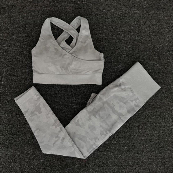 Seamless Camo Print Yoga Set Fitness Gym Sports Bra Crop Top Leggings Suit High Waist Workout Set Jogging Clothing For Women | Vimost Shop.