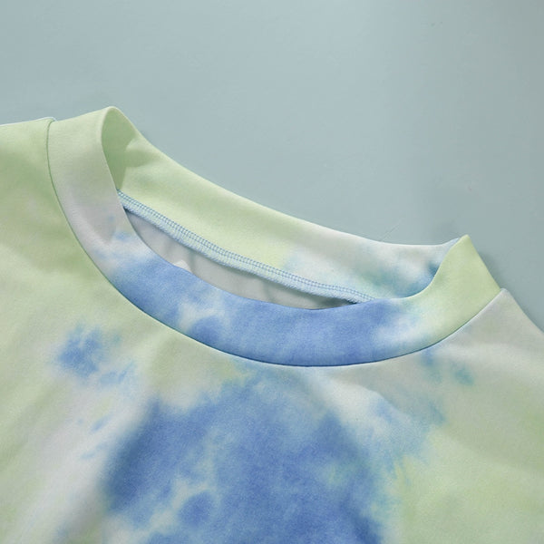 Tie Dye Print Casual Gym Sports Two Piece Set Fashion Workout Fitness Running Tracksuit Women Short Sleeve T Shirt Shorts Suit | Vimost Shop.