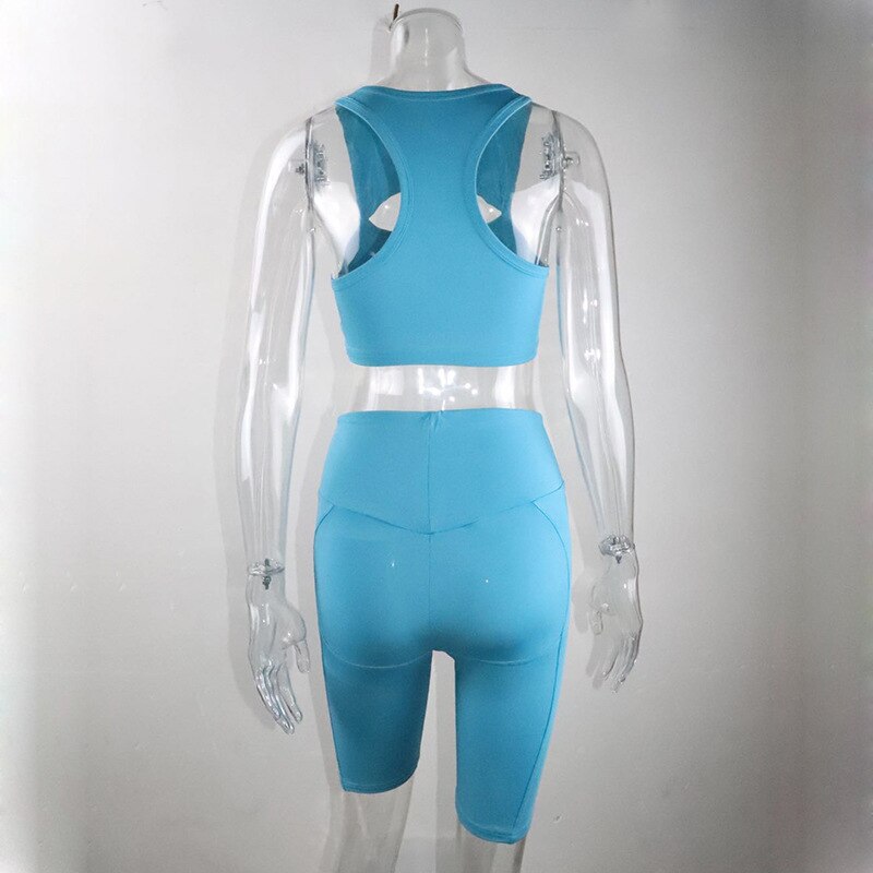 Seamless Solid Sports Yoga Set Gym Fitness Tracksuit Fashion Tank Top Shorts Suit Jogging Workout Training Dance Clothing Suit | Vimost Shop.