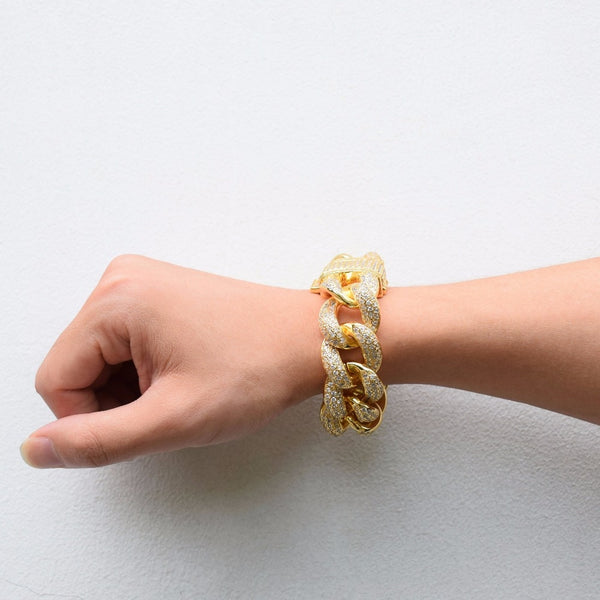 23mm Chunky Miami Cuban Chain Bracelet AAA Zirconia Men Hip hop Jewelry Gold Color Big Lock Bangle 7