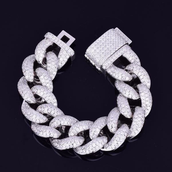 23mm Chunky Miami Cuban Chain Bracelet AAA Zirconia Men Hip hop Jewelry Gold Color Big Lock Bangle 7