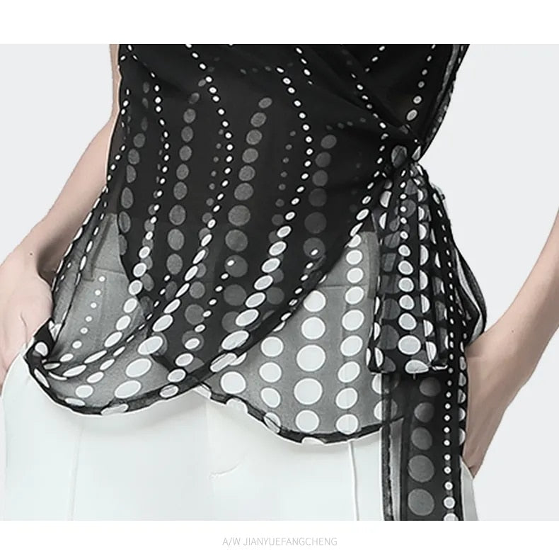Polka dot chiffon shirt top women summer new V-neck short-sleeved sexy waist waist was thin shirt Female | Vimost Shop.