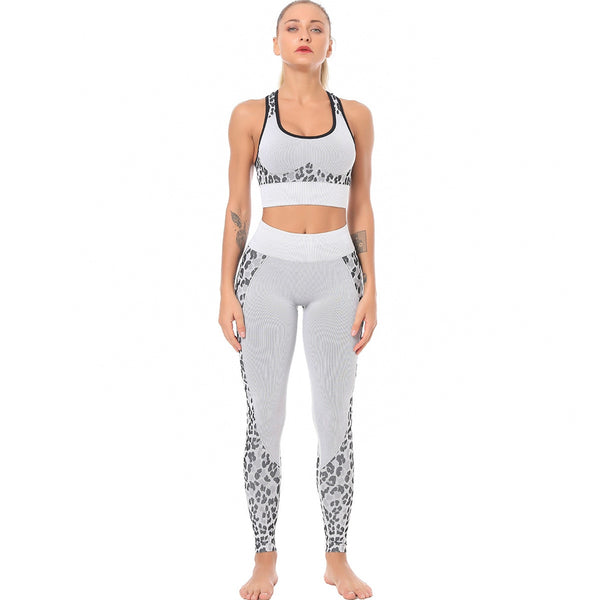 Seamless Yoga Sets Leopard High Waist Leggings And Tank Crop Top Casual Sportswear Fitness High Elastics Sports Suit Outfits | Vimost Shop.