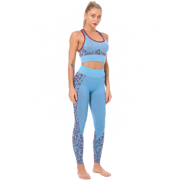 Seamless Yoga Sets Leopard High Waist Leggings And Tank Crop Top Casual Sportswear Fitness High Elastics Sports Suit Outfits | Vimost Shop.