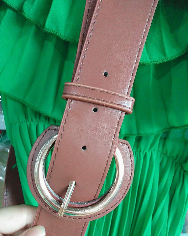 Ladies sexy off shoulder party vestido sashes Dresses Women fashion slash neck ruffles green pleated sling Dress | Vimost Shop.