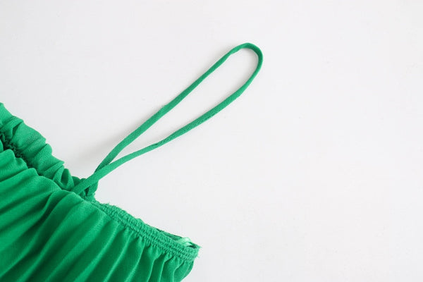 Ladies sexy off shoulder party vestido sashes Dresses Women fashion slash neck ruffles green pleated sling Dress | Vimost Shop.