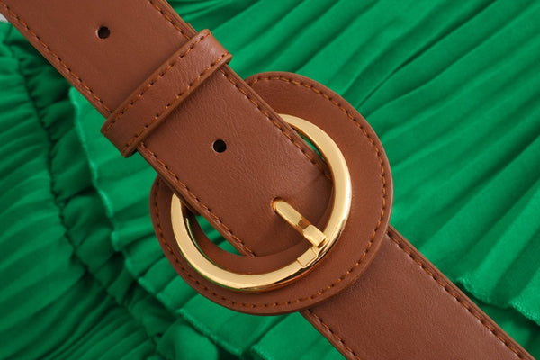 Ladies sexy off shoulder party vestido sashes Dresses Women fashion slash neck ruffles green pleated sling Dress | Vimost Shop.