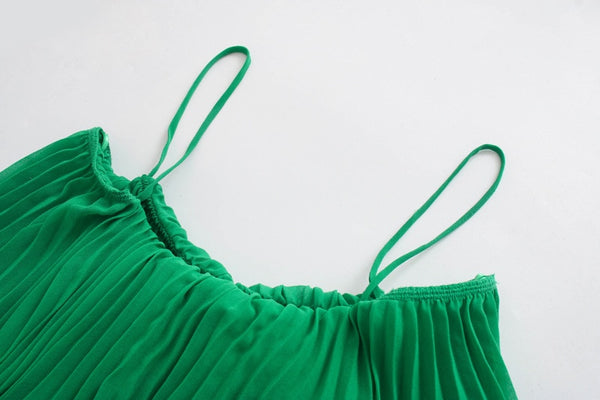 Ladies sexy off shoulder party vestido sashes Dresses Women fashion slash neck ruffles green pleated sling Dress | Vimost Shop.