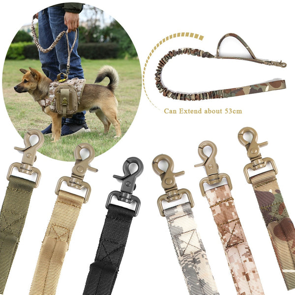 Military Tactical Dog Leash 2 Handle Quick Release Elastic Bungee Leads Rope Dog Training Leashes For Small Large Dogs | Vimost Shop.