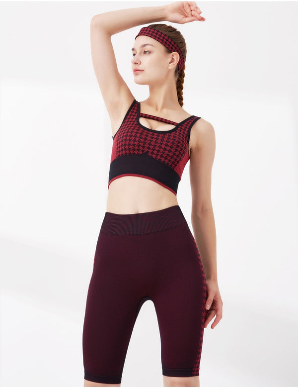 Seamless Yoga Set Workout Push Up Gym Fitness Tracksuit Bra Tank Crop Top Shorts Outwear Running Suit Fasshion Two Piece Set | Vimost Shop.