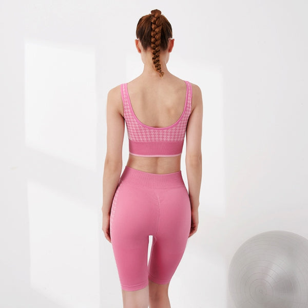 Seamless Yoga Set Workout Push Up Gym Fitness Tracksuit Bra Tank Crop Top Shorts Outwear Running Suit Fasshion Two Piece Set | Vimost Shop.