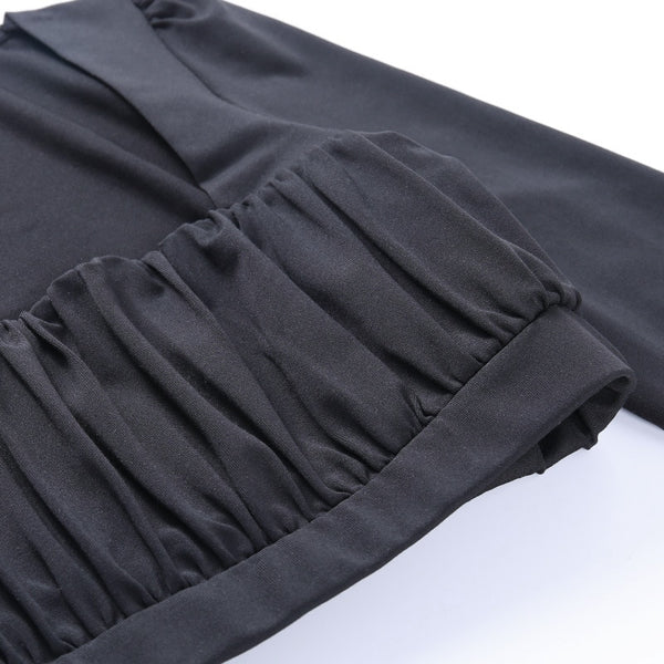 Solid Sports Yoga Set Women Gym Clothes Long Sleeve Pleated Crop Top Skinny Shorts Tracksuit Fashion Fitness Workout New Suit | Vimost Shop.